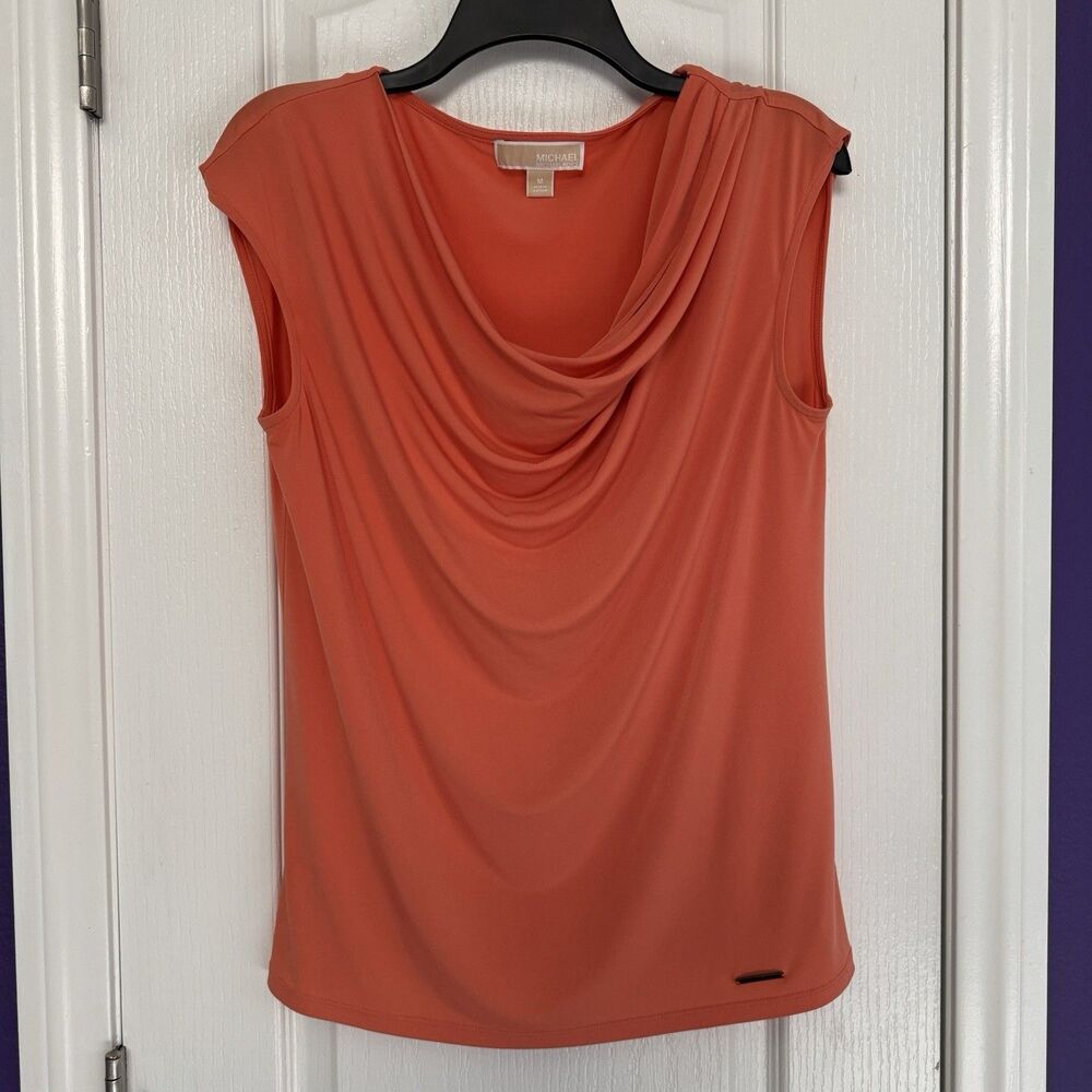 Michael Kors Cowl Neck Orange Blouse Shirt Top Women’s Size Medium